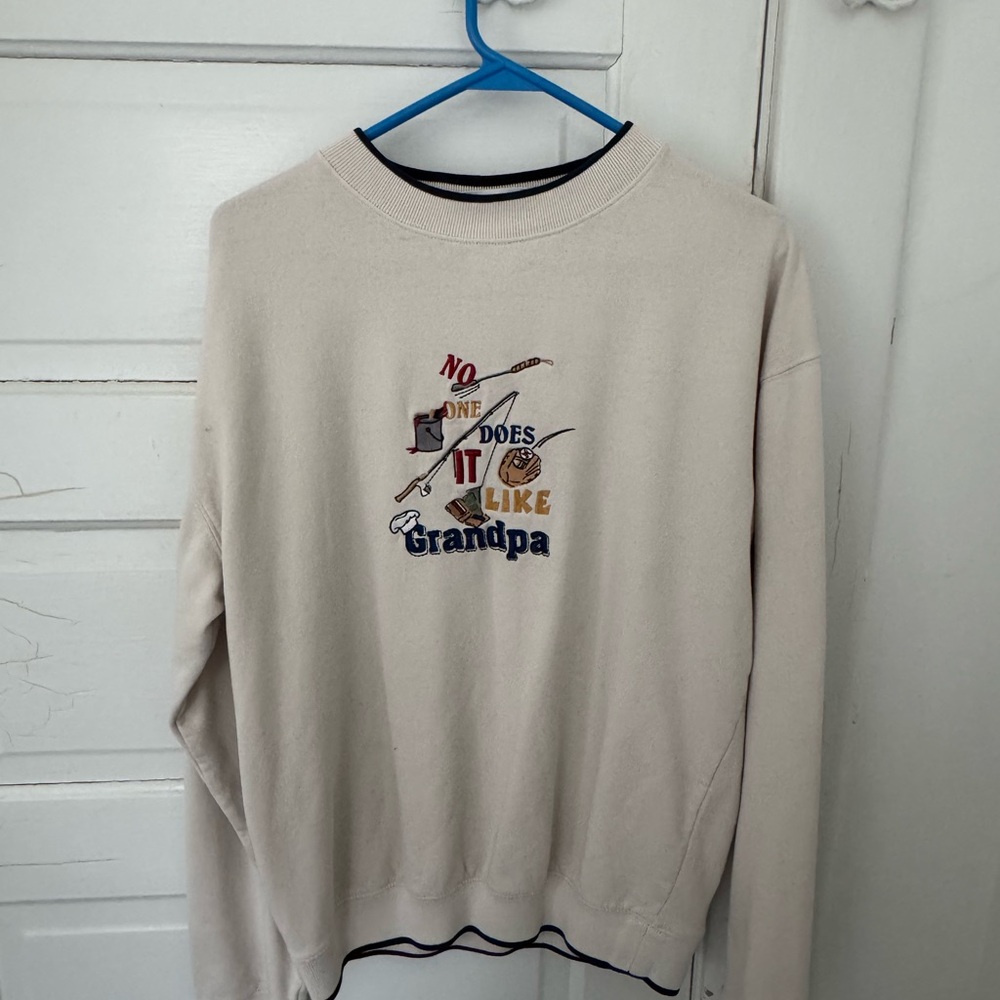 Men's Cream Sweater with Embroidered Design